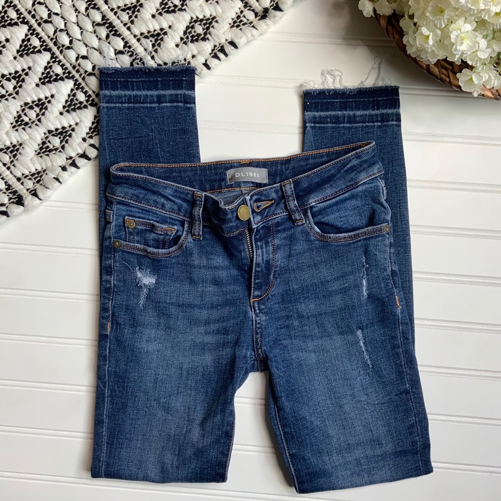 DL1961 Distressed Raw Hem Chloe Skinny Jeans